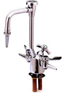 T&S Brass BL-6005-02 6-Inch Wall Mount Gas and Water Cocks with Serrated Tip, Chrome Finish