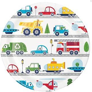 Creative Converting Transportation Time City Life Dinner Plates, 8 Count