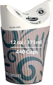 ReadyFresh® Butterfly Hot Drink Cups, 12oz & 440 Cups | All-in-One Cup with Integrated Sleeve, Spout & Splash Guard, Printed Eco-Efficient Design, Waste-Reducing Disposable Hot Cup