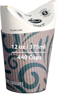 ReadyFresh® Butterfly Hot Drink Cups, 12oz & 440 Cups | All-in-One Cup with Integrated Sleeve, Spout & Splash Guard, Printed Eco-Efficient Design, Waste-Reducing Disposable Hot Cup
