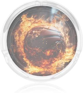 Basketball on Fire and Water Flame Splashing Glass ashtray, suitable for office, indoor, and patio use.
