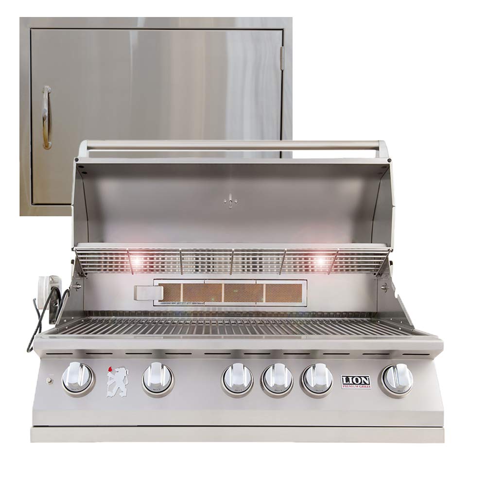 L90000 - 40" Propane Grill with Made in USA 24" x 17" Horizontal Door Package Deal by Lion Premium Grills – Stainless Steel