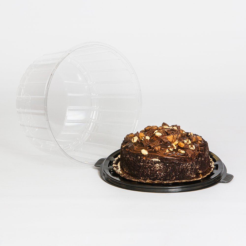EZ Open Double Layer Cake Container with Dome Lid Clear by Inline Plastics – 8", 100.0 liters, Plastic, Black, Pack of 100