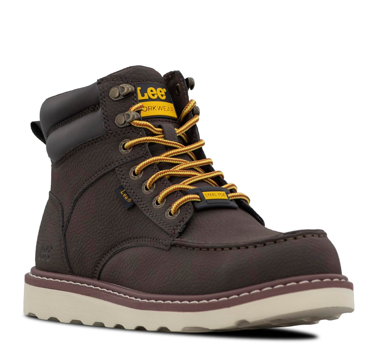 Men's Russet Steel Toe Work Boot by Lee – 6.5 Wide, Chocolate, Model M000274-201