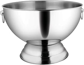 Winco 3.5 Gallon Silver Stainless Steel Punch Bowl with Handles | Heavy-duty, Solid base for stability, Ring handles for easy transport, Great for Salads, Sides, Pasta and Shared Dishes