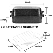 JY Cookment Roasting Pan With Rack and Lid, 21 Inch Rectangular, Black