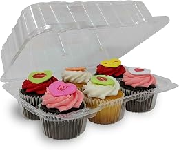 LBH6656 - 6 Count Deep Clear Hinged Cupcake/Muffin Container - 350 per case | High Dome, Crystal Clear OPS Plastic, Hinged Lid with Snap Locking Closure, 9.5" x 6.75" x 4", 2" Diameter Cups, Stackable