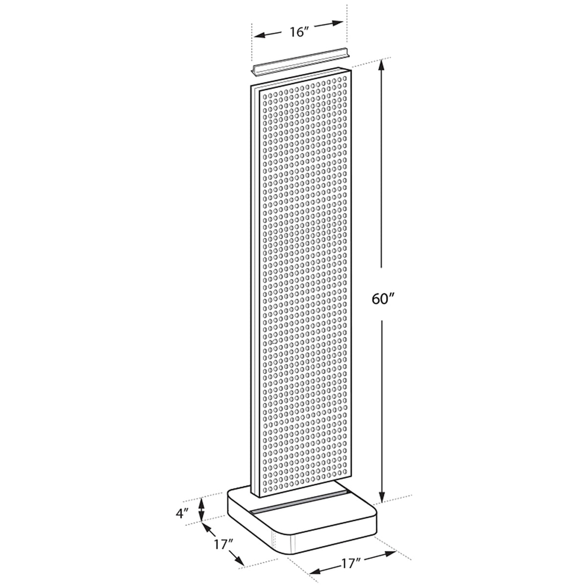 700770-YEL-6B50 TWO-SIDED PEGBOARD FLOOR DISPLAY NON- REVOLVING ROUND STUDIO BASE. PANEL SIZE: 16" W X 60" H by Azar Displays – X-Large, Plastic, Black, Model 700770-YEL-6C50