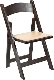 Flash Furniture Hercules Series Chocolate Wood Folding Chair with Vinyl Padded Seat [XF-2903-CHOC-WOOD-GG]