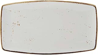 Tuxton Artisan Geode Geode Agave Reactive Natural 14-Inch Rectangular Plate, Set of, Brown/White; Scratch Resistant; Chip Resistant; Lead & Cadmium Free; Dishwasher, Microwave, Oven Safe
