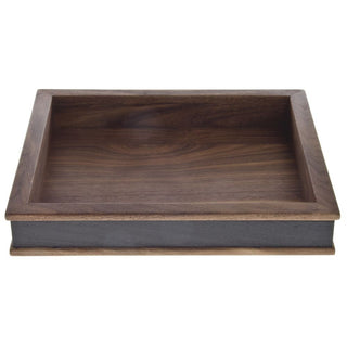 Walnut Wood Serving Tray - 14" L x 12" W x 2 1/4" H by HUBERT – 14" x 12" x 2.3", Wood, Model HU599-78