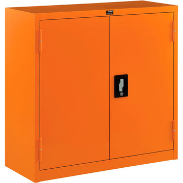 Emergency Preparedness Cabinet with Locking Recessed by Global Industrial – 12"L x 30"W x 30"H, Steel, Orange, Model 298684