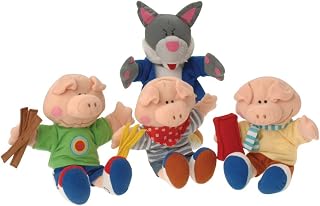 Constructive Playthings Plush Three Little Pigs Puppet Set with Wolf