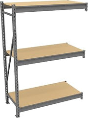 Tennsco BU-9636120WA-MGY Bulk Storage Rack, Wire Decking, Adder Units, 4 Reinforcements, 2150 Lbs Load Capacity, 96" Width, 36" Length, 120" Height, Medium Grey