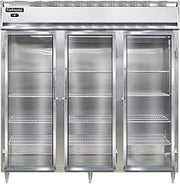 DL3R-SS-GD Designer Line Three Section Reach In Glass Door Refrigerator, Full Stainless