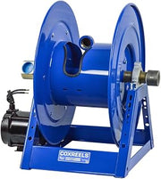 COXREELS 1185-2528-H-BUXX, Hydraulic Motor Rewind Hose Reel: 1 1/2"x150' Capacity, Captive Bearing Swivel, 3000 PSI (Hose Not Included)