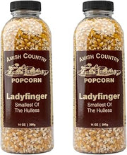 Amish Country Popcorn 2-14 oz Bottles | Ladyfinger Popcorn Kernels | Old Fashioned, Non-GMO and Gluten Free (2-14 oz Bottles)