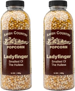 Amish Country Popcorn 2-14 oz Bottles | Ladyfinger Popcorn Kernels | Old Fashioned, Non-GMO and Gluten Free (2-14 oz Bottles)
