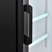 Merchandiser Display Refrigerator by Nexel – 21.7"L x 21.7"W x 63"H, 9.1 cubic_feet, Coated Steel, Black, Model G258BMF-HC