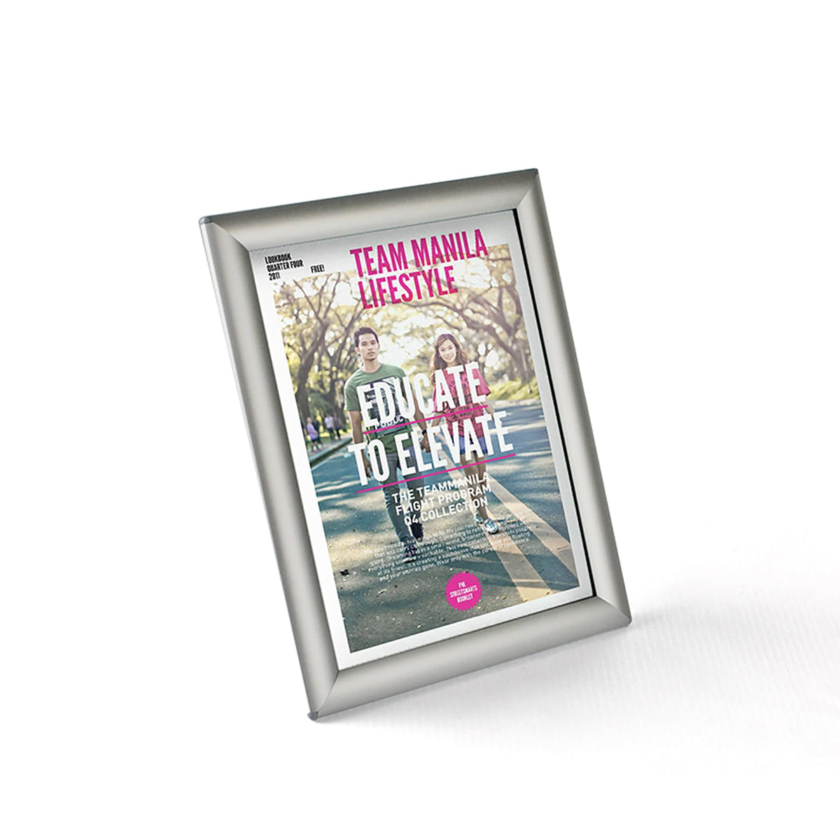 Azar Displays 8.5 in W x 11 in H Vertical/ Horizontal Snap Frame for Counter & Wall / silver / Minimalist Store Sign Holders