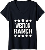 Womens Weston Ranch Family Reunion Squad First Last Name V-Neck T-Shirt