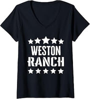 Womens Weston Ranch Family Reunion Squad First Last Name V-Neck T-Shirt