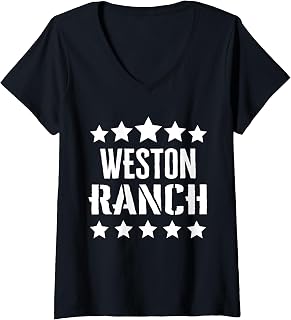 Womens Weston Ranch Family Reunion Squad First Last Name V-Neck T-Shirt