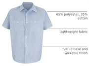 Men's Short Sleeve Industrial Stripe Work Shirt by Red Kap – Small, Polyester, Blue/White Stripe, Model SL20WB SS S