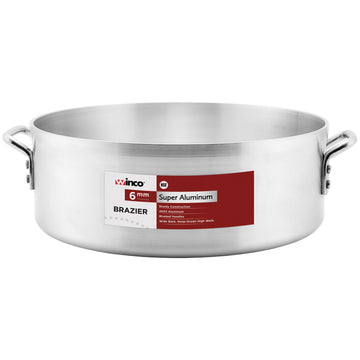 USA Super Aluminum Braizer by Winco – 28 Quarts, Aluminum, Metallic, Model AXHB-28