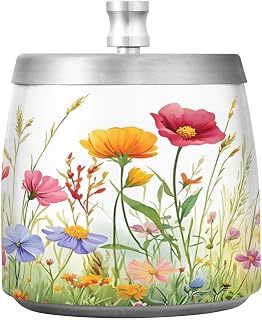 Beautiful Wildflowers Splash Ashtray with Lid, Outdoor Ashtrays for Patio