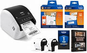Brother QL-1100 Wide Format Direct Thermal Label Printer Bundle with Deco Essentials eBook + DK-1247 Shipping Labels & DK-1201 Address Labels - USB Shipping & Barcode Label Printer for Business