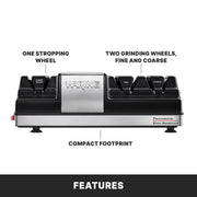 Commercial Professional Knife Sharpener with 3 Stations by Waring – One Size, Plastic, Black, Model WKS800