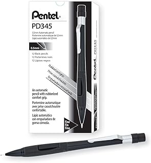 Pentel PD345A, Quicker Clicker™, Automatic Pencil, 0.5mm Lead Size, Black Barrel, Box of 12