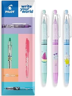 PILOT FriXion Ball Pool Party Erasable Gel Pen, Envelope Pack of 3 | Thermosensitive Erase Ink, Smooth Rollerball, For Home & Office Use, Refillable, Soft Green, Pink, Blue with Multicolour ink