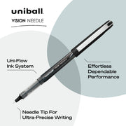 uniball Vision Needle Rollerball Pens by Uni-Ball – 5 Count (Pack of 1), Plastic, Gray, Model 1734912