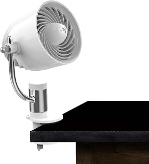 Vornado Pivot Clip Personal Air Circulator, 3-Speed, Portable Desk Fan with Multi-Surface Clip, 360-Degree Adjustable Axis, 9 in Tall, 4 in Diameter, Whisper Quiet, Ice White