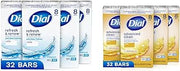 Dial Antibacterial Bar Soap, Refresh & Renew, White, 4 oz, 32 Bars & Antibacterial Deodorant Bar Soap, Advanced Clean, Gold, 4 oz, 32 Bars