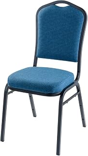 National Public Seating 9300 Series Deluxe Fabric Upholstered Stack Chair, Natural Blue Seat/Black Sandtex Frame