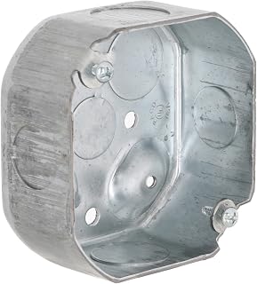 Hubbell-Raco 127 Octagon Box, 4-Inch, Raised Ground 1-1/2-Inch Deep 1/2-Inch and 3/4-Inch Side Knockouts, 4 in, Gray Finish
