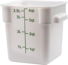 Winco 4 qt White Square Plastic Storage Container