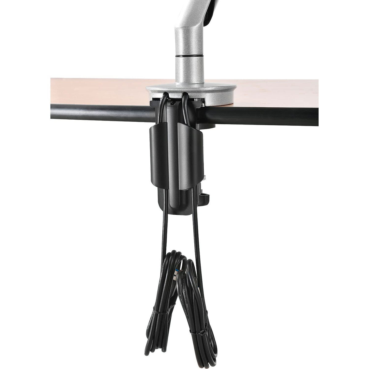 Articulating Single Monitor Desk Mount by Global Industrial – 14.25"L x 13"W x 4.25"H, Aluminum, Black/Silver, Model DLB560