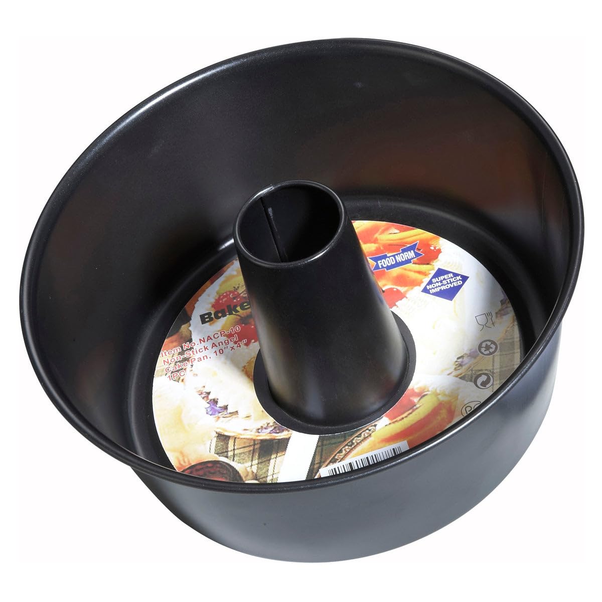 Non-stick Angel Food Cake Pan by Winco – 10" x 4", 10.0 inches, Steel, Carbon Steel, Model NACP-10