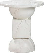 Tov Furniture Chip Concrete Round Indoor/Outdoor Side Table with a Marble Print Finish