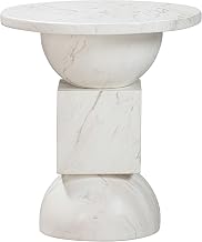 Tov Furniture Chip Concrete Round Indoor/Outdoor Side Table with a Marble Print Finish