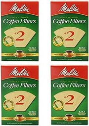 Melitta Cone Coffee Filter #2 100 Count- Natural Brown (Pack Of 4)