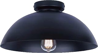 Canarm Ltd. Morro Line 1-Light Semi-Flush Mounted Light – Modern Matte Black Metal Shade, Minimalist Design for Entryways, Bedrooms, Living Rooms