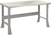 Global Industrial Fixed Height Workbench Flared Leg, 48" W x 30" D x 34" H, 1-1/2" Stainless Steel Square Edge, Gray