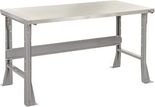 Global Industrial Fixed Height Workbench Flared Leg, 48" W x 30" D x 34" H, 1-1/2" Stainless Steel Square Edge, Gray
