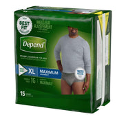 Depends Men Fitflex Max Extra Large Underwear – X Large, Cotton, Grey, Pack of 15