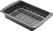 Farberware Bakeware Nonstick Roasting Pan/Roaster with U-Rack, 14.75 Inch x 10.75 Inch - Gray